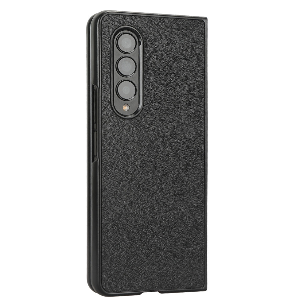 For Samsung Galaxy Z Fold3 5G Leather Coated PC Phone Case Scratch-resistant Protective Shell