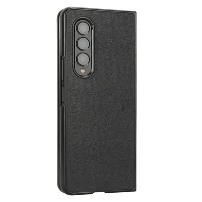 For Samsung Galaxy Z Fold3 5G Leather Coated PC Phone Case Scratch-resistant Protective Shell