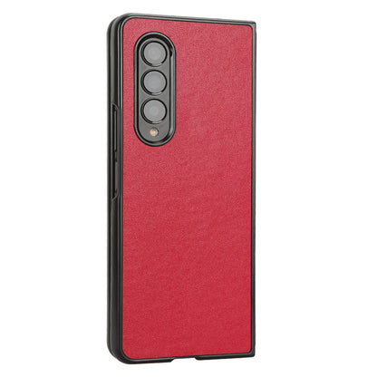 For Samsung Galaxy Z Fold3 5G Leather Coated PC Phone Case Scratch-resistant Protective Shell
