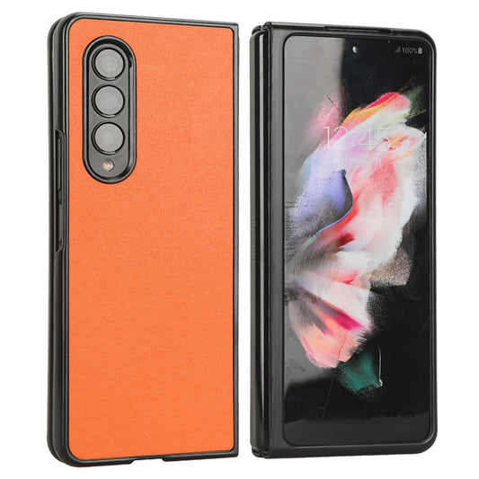 For Samsung Galaxy Z Fold3 5G Leather Coated PC Phone Case Scratch-resistant Protective Shell