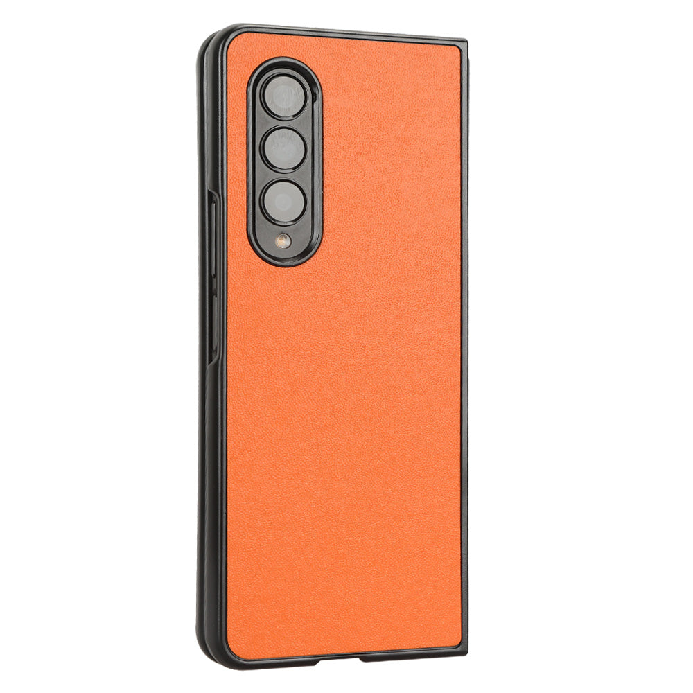 For Samsung Galaxy Z Fold3 5G Leather Coated PC Phone Case Scratch-resistant Protective Shell