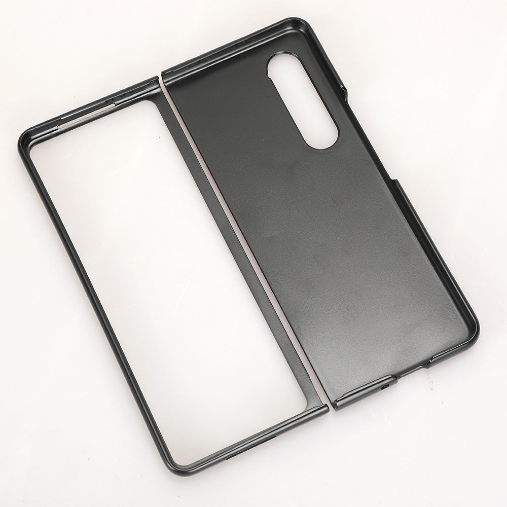 For Samsung Galaxy Z Fold3 5G Leather Coated PC Phone Case Scratch-resistant Protective Shell