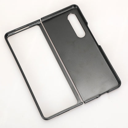 For Samsung Galaxy Z Fold3 5G Leather Coated PC Phone Case Scratch-resistant Protective Shell