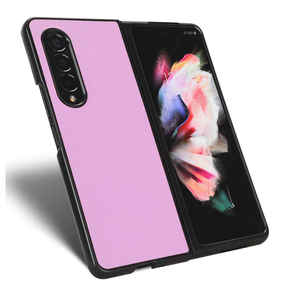 For Samsung Galaxy Z Fold3 5G Leather Coated PC Phone Case Scratch-resistant Protective Shell