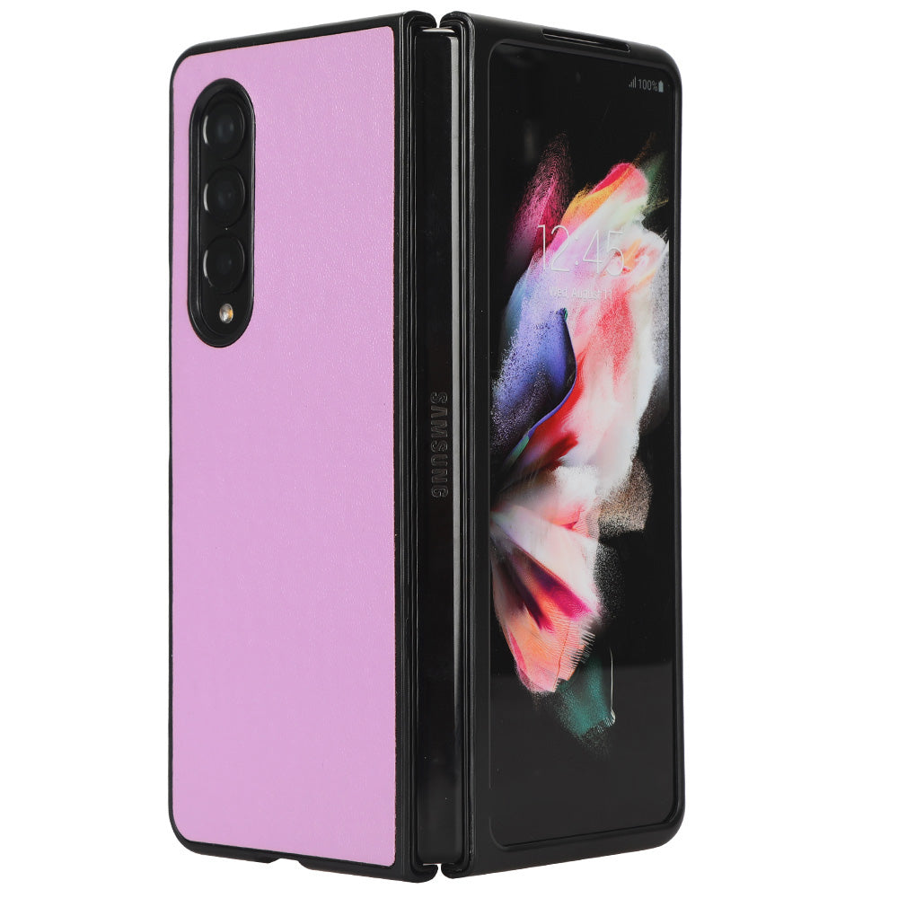 For Samsung Galaxy Z Fold3 5G Leather Coated PC Phone Case Scratch-resistant Protective Shell