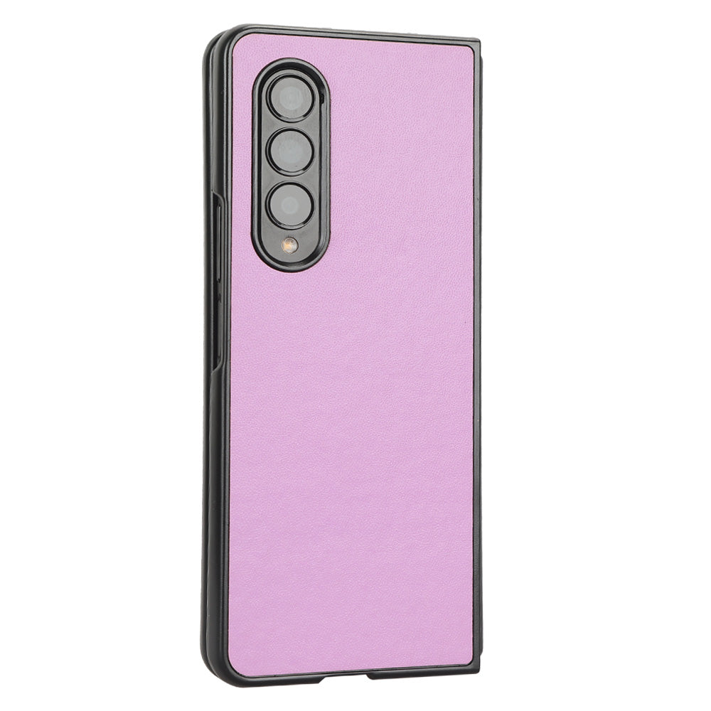 For Samsung Galaxy Z Fold3 5G Leather Coated PC Phone Case Scratch-resistant Protective Shell