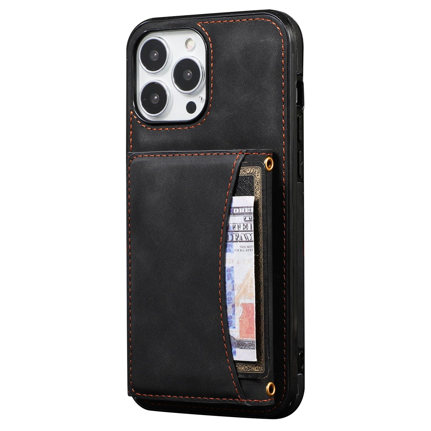 For iPhone 13 Pro 6.1 inch Tri-fold Wallet Kickstand Phone Cover Multi Card Slots PU Leather + TPU Protective Case