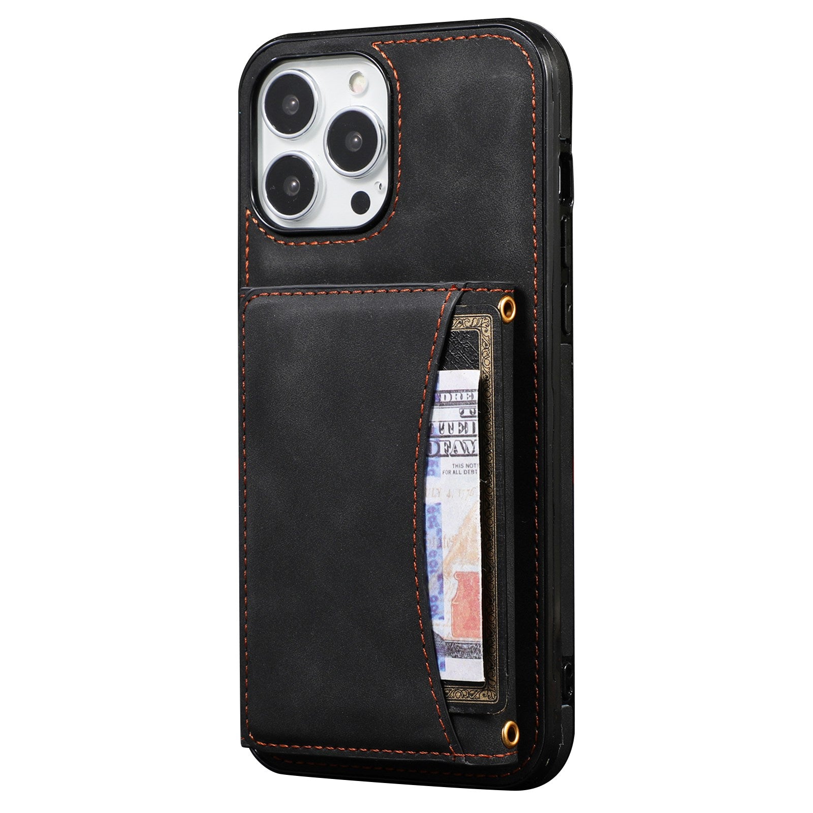 For iPhone 13 Pro 6.1 inch Tri-fold Wallet Kickstand Phone Cover Multi Card Slots PU Leather + TPU Protective Case