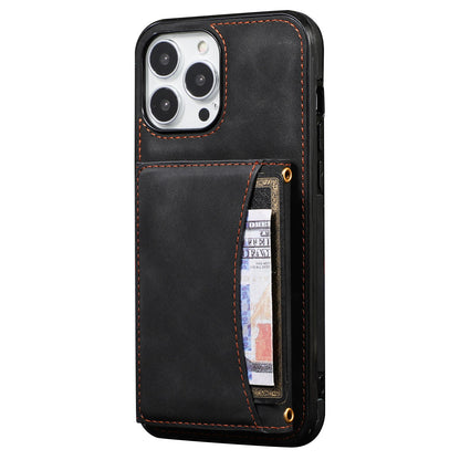 For iPhone 13 Pro 6.1 inch Tri-fold Wallet Kickstand Phone Cover Multi Card Slots PU Leather + TPU Protective Case