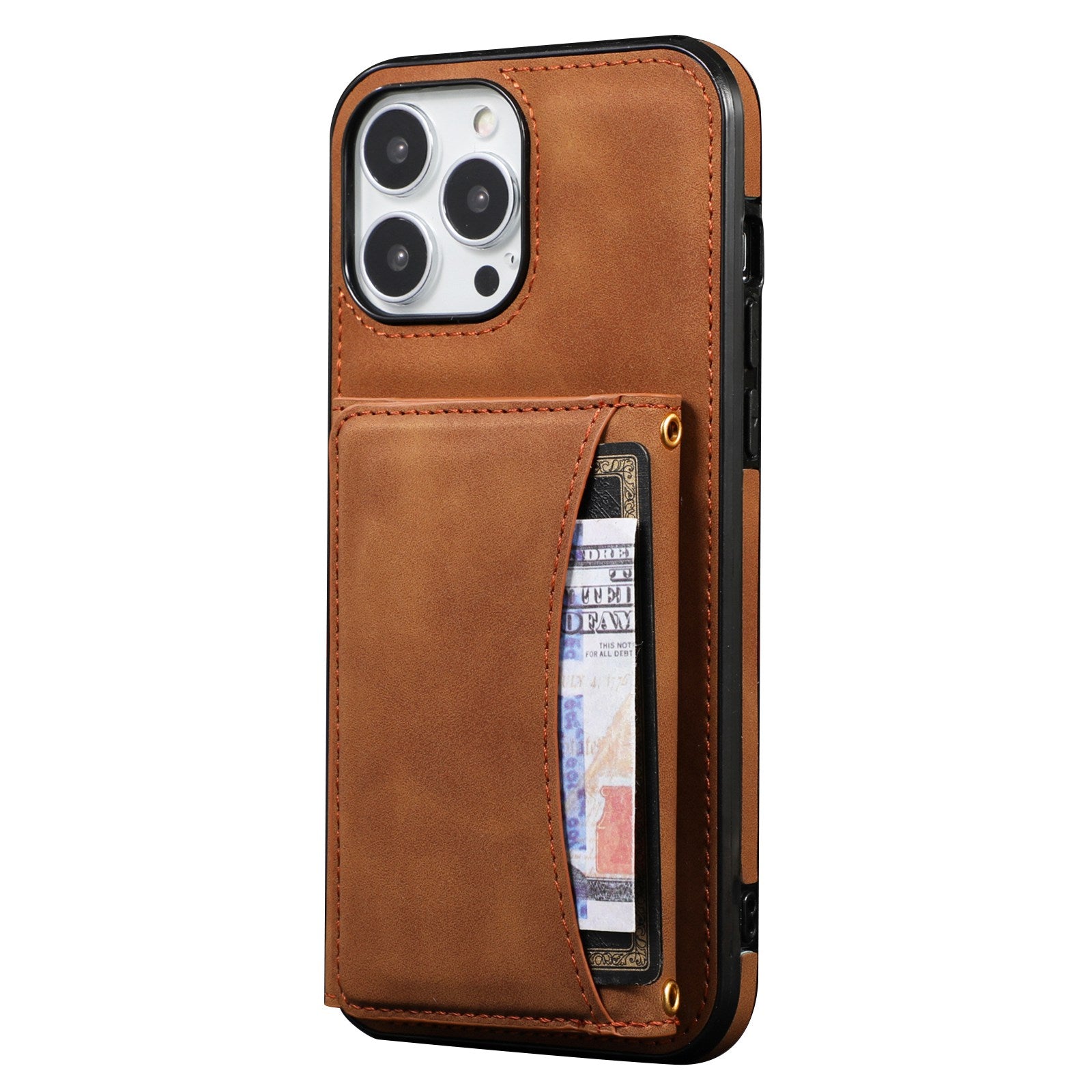 For iPhone 13 Pro 6.1 inch Tri-fold Wallet Kickstand Phone Cover Multi Card Slots PU Leather + TPU Protective Case