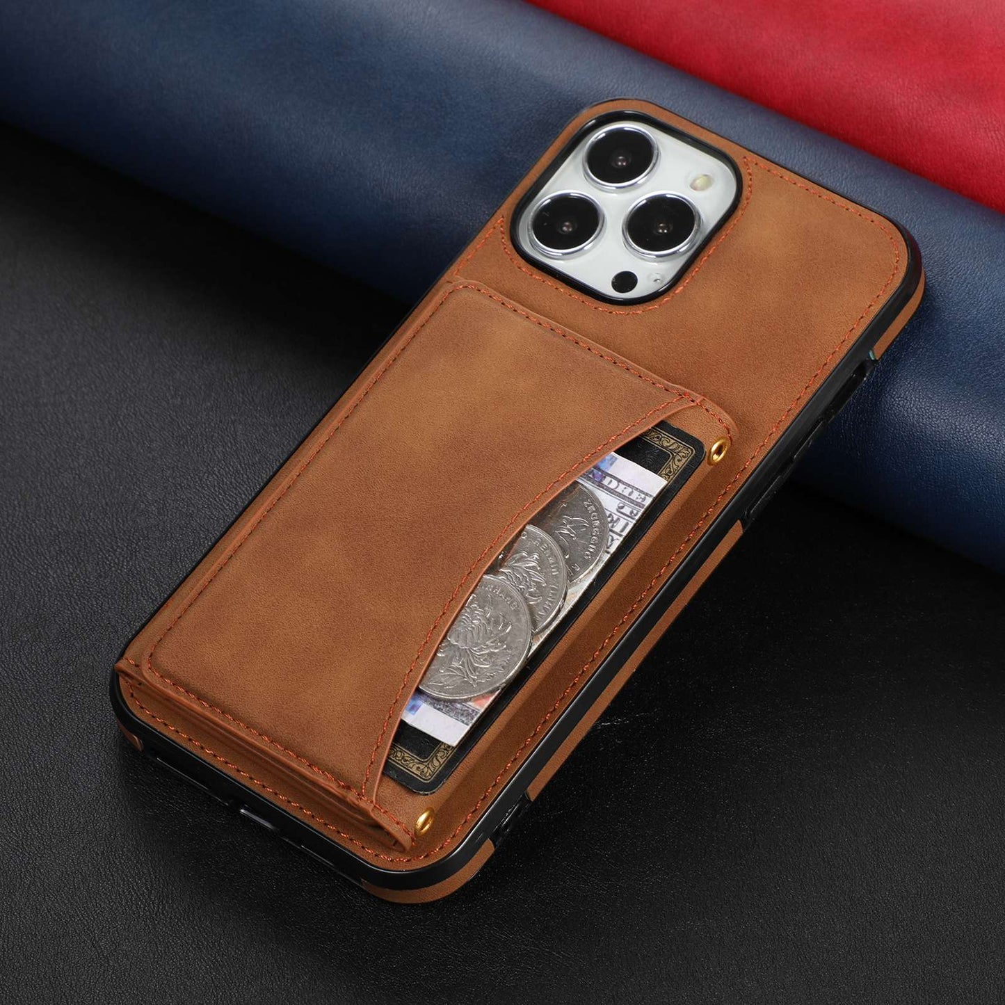 For iPhone 13 Pro 6.1 inch Tri-fold Wallet Kickstand Phone Cover Multi Card Slots PU Leather + TPU Protective Case