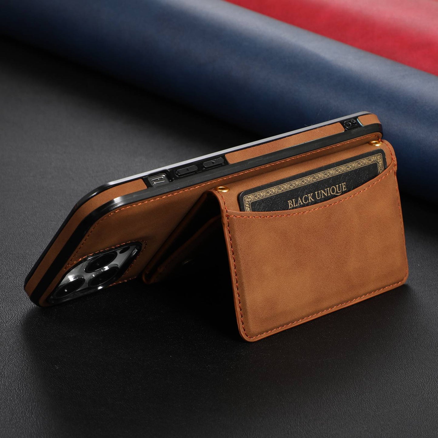 For iPhone 13 Pro 6.1 inch Tri-fold Wallet Kickstand Phone Cover Multi Card Slots PU Leather + TPU Protective Case
