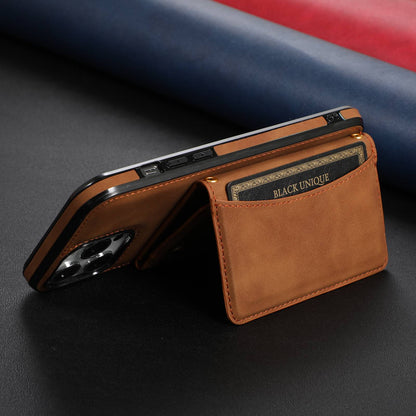 For iPhone 13 Pro 6.1 inch Tri-fold Wallet Kickstand Phone Cover Multi Card Slots PU Leather + TPU Protective Case