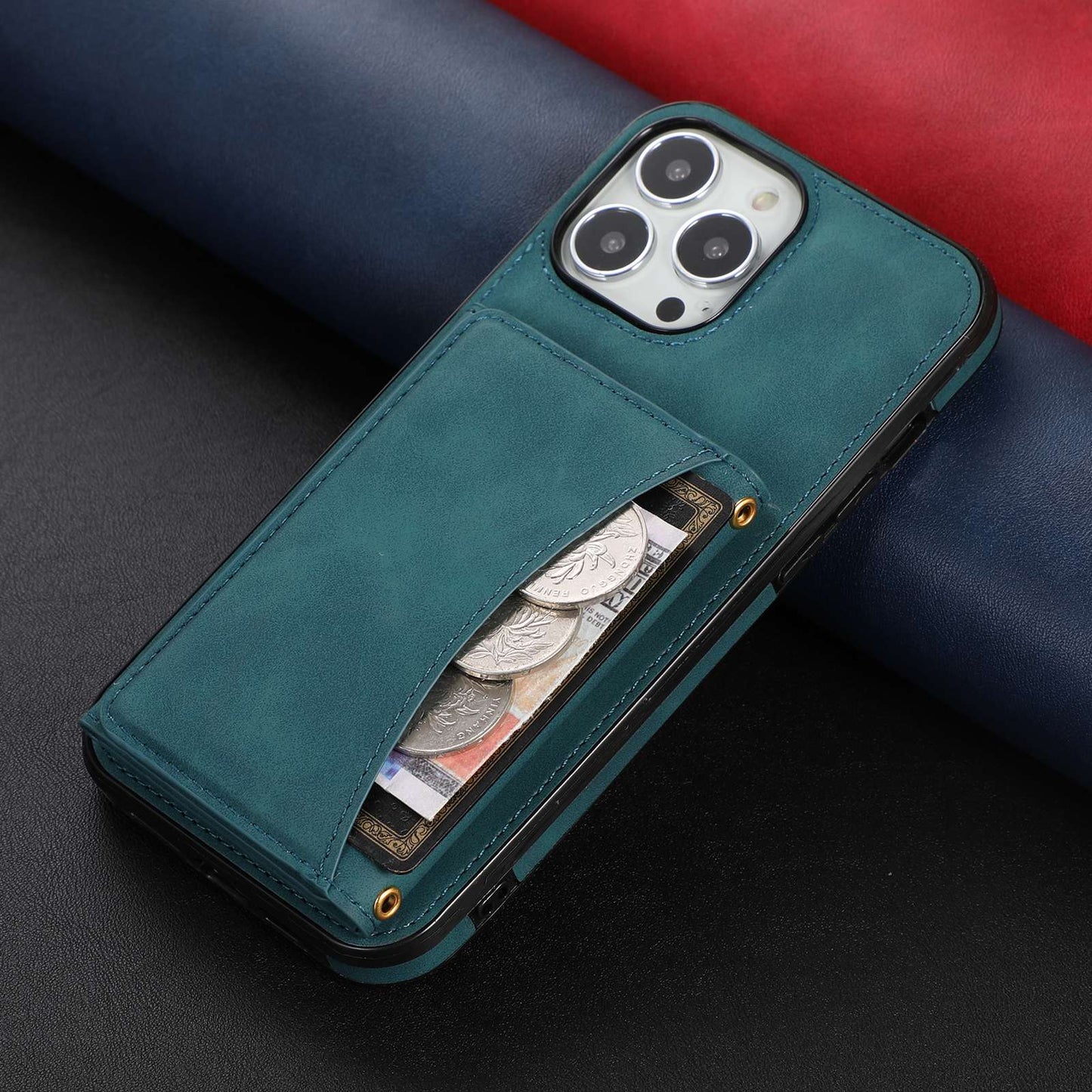 For iPhone 13 Pro 6.1 inch Tri-fold Wallet Kickstand Phone Cover Multi Card Slots PU Leather + TPU Protective Case