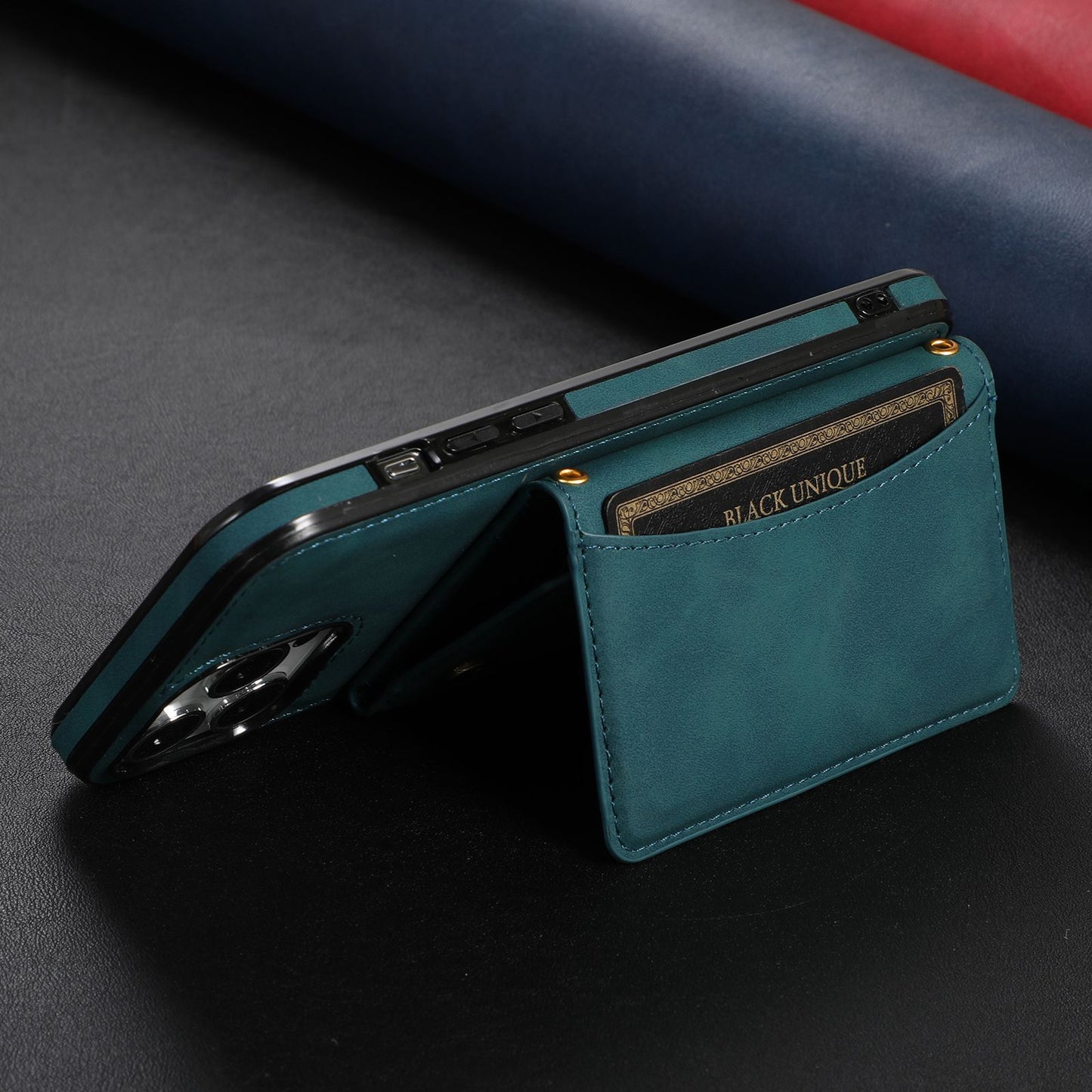 For iPhone 13 Pro 6.1 inch Tri-fold Wallet Kickstand Phone Cover Multi Card Slots PU Leather + TPU Protective Case