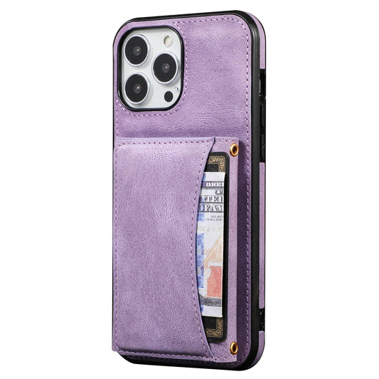 For iPhone 13 Pro 6.1 inch Tri-fold Wallet Kickstand Phone Cover Multi Card Slots PU Leather + TPU Protective Case