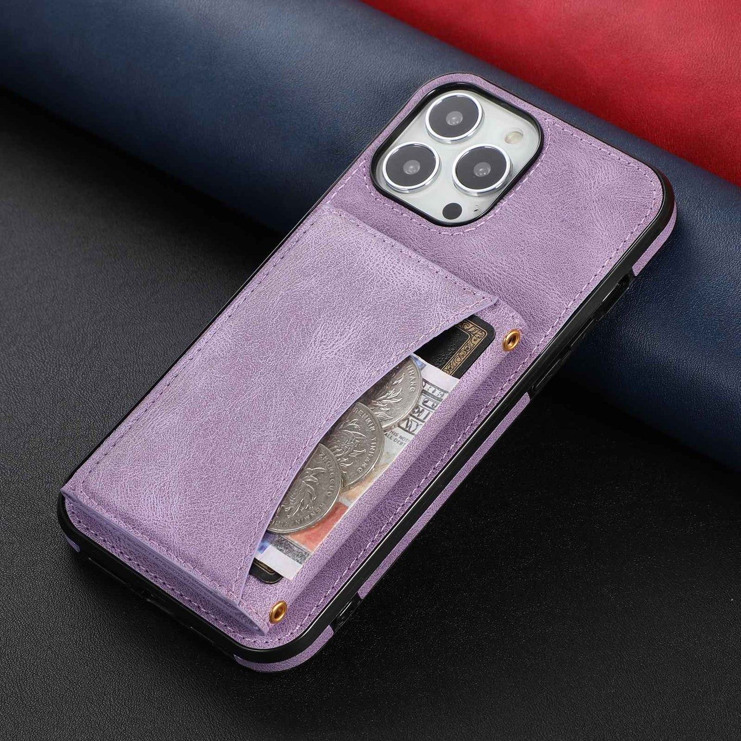For iPhone 13 Pro 6.1 inch Tri-fold Wallet Kickstand Phone Cover Multi Card Slots PU Leather + TPU Protective Case