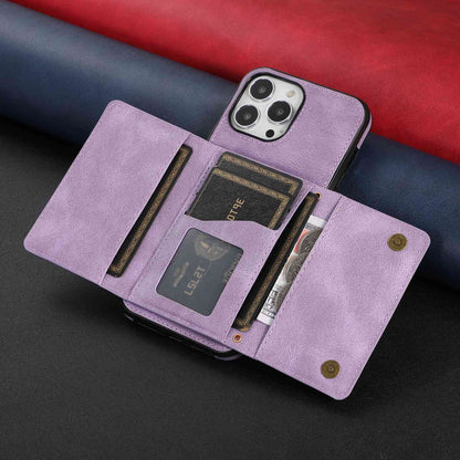 For iPhone 13 Pro 6.1 inch Tri-fold Wallet Kickstand Phone Cover Multi Card Slots PU Leather + TPU Protective Case
