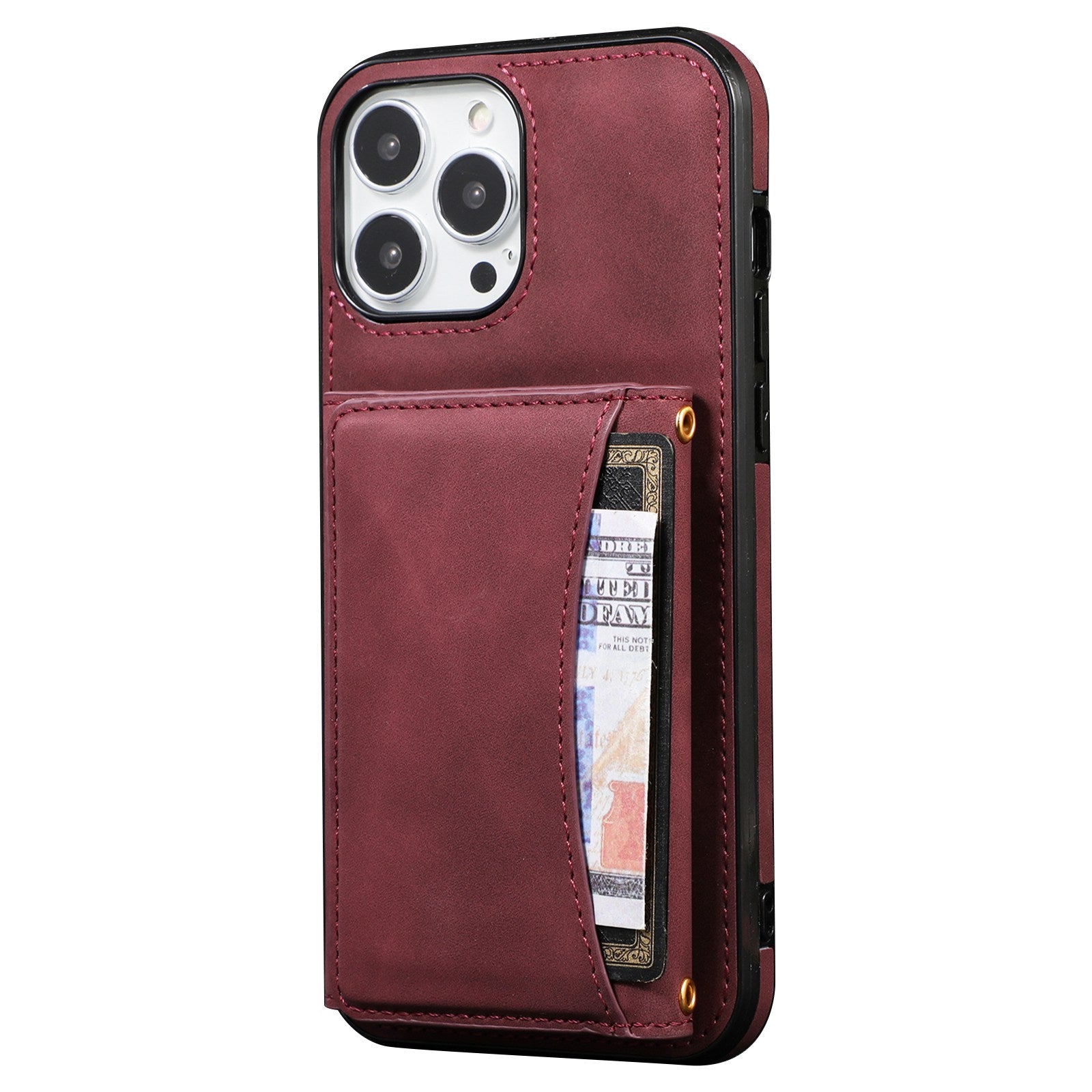 For iPhone 13 Pro 6.1 inch Tri-fold Wallet Kickstand Phone Cover Multi Card Slots PU Leather + TPU Protective Case