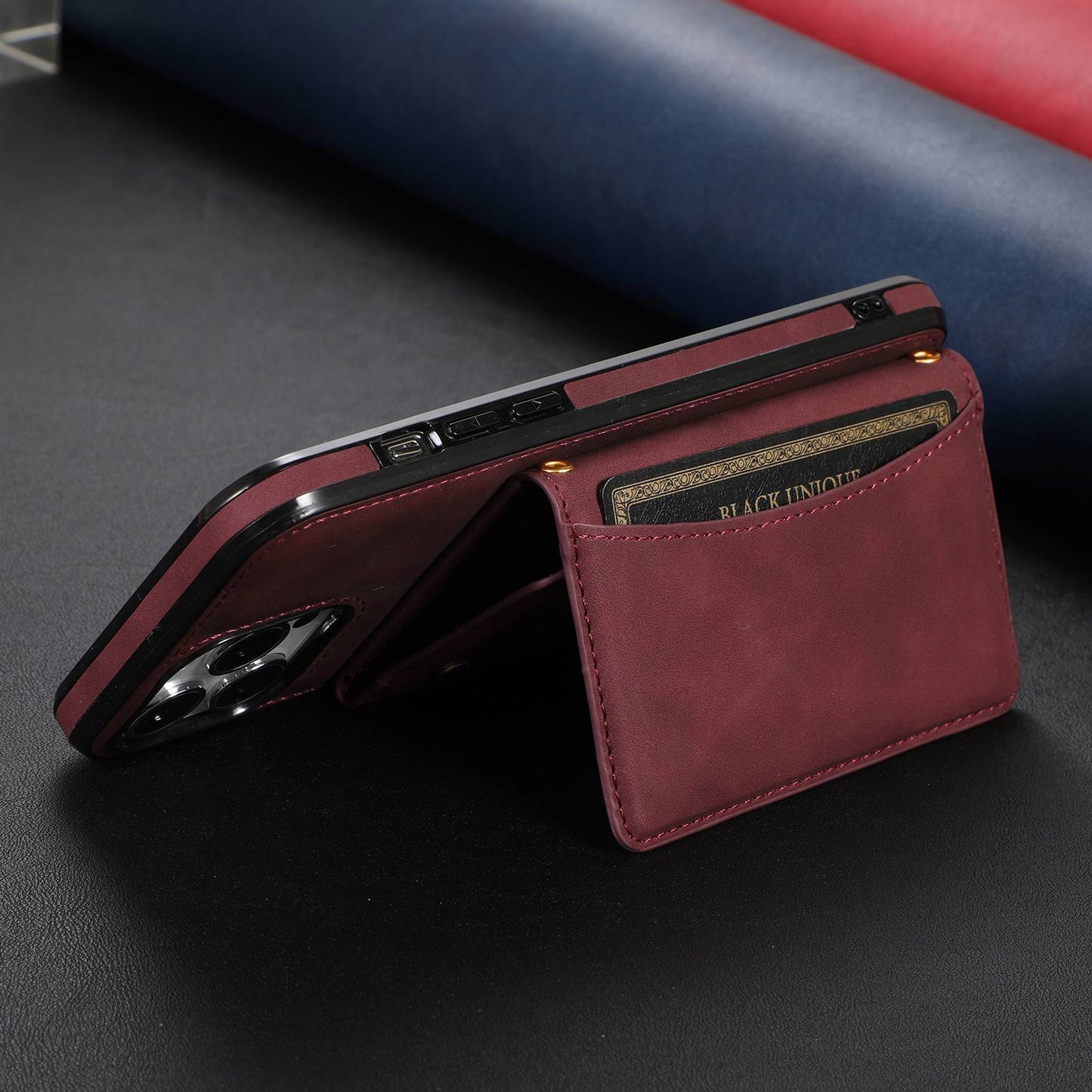 For iPhone 13 Pro 6.1 inch Tri-fold Wallet Kickstand Phone Cover Multi Card Slots PU Leather + TPU Protective Case