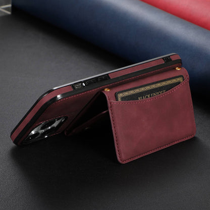 For iPhone 13 Pro 6.1 inch Tri-fold Wallet Kickstand Phone Cover Multi Card Slots PU Leather + TPU Protective Case