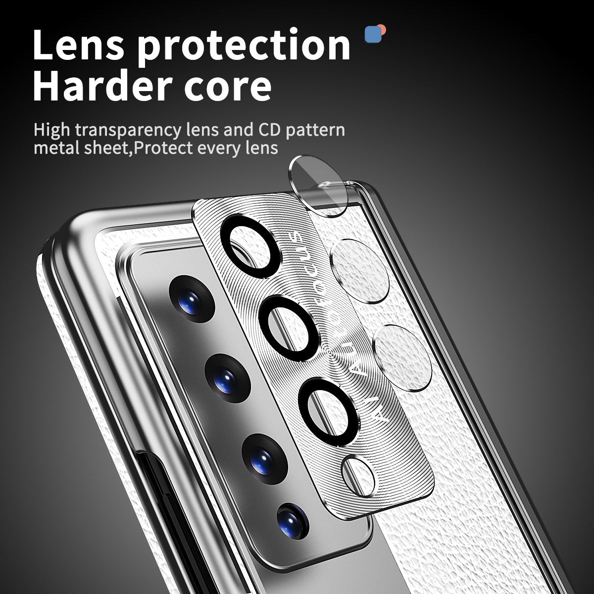 For Samsung Galaxy Z Fold3 5G Litchi Texture Phone Case Double Hinge Leather Coated PC Cover with Tempered Glass Film and Stylus Pen