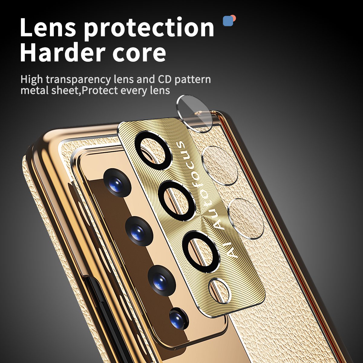 For Samsung Galaxy Z Fold3 5G Litchi Texture Phone Case Double Hinge Leather Coated PC Cover with Tempered Glass Film and Stylus Pen