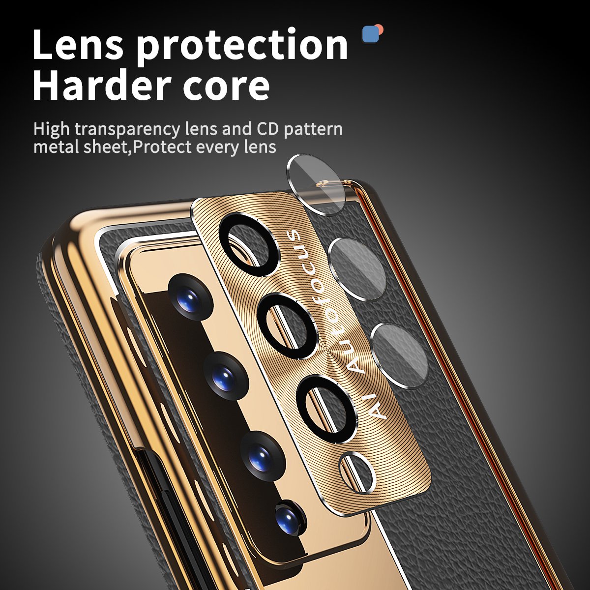 For Samsung Galaxy Z Fold3 5G Litchi Texture Phone Case Double Hinge Leather Coated PC Cover with Tempered Glass Film and Stylus Pen