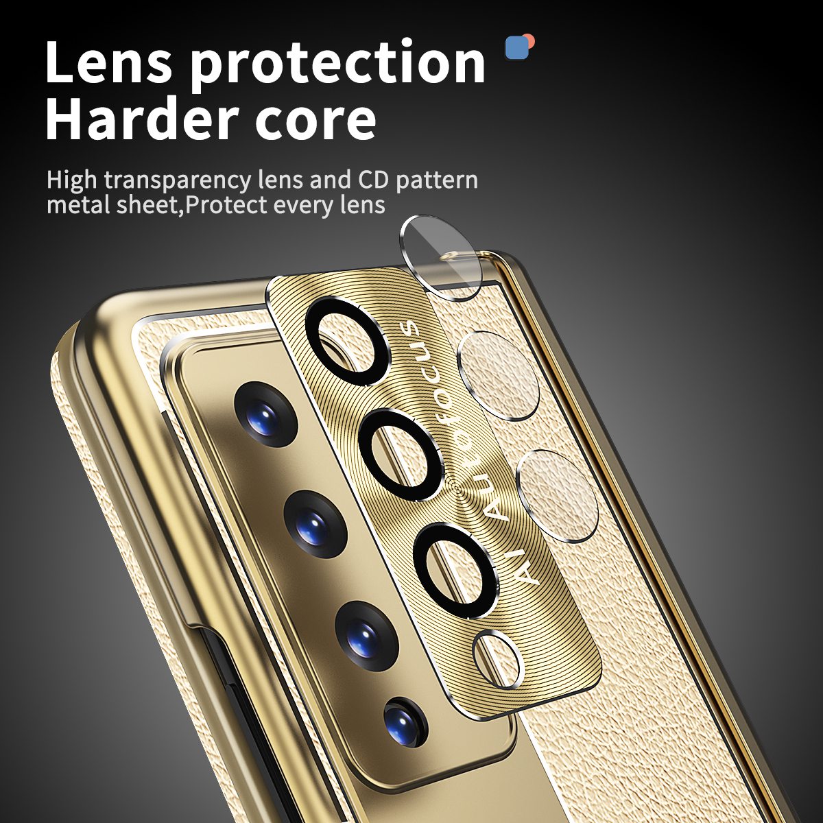 For Samsung Galaxy Z Fold3 5G Litchi Texture Phone Case Double Hinge Leather Coated PC Cover with Tempered Glass Film and Stylus Pen
