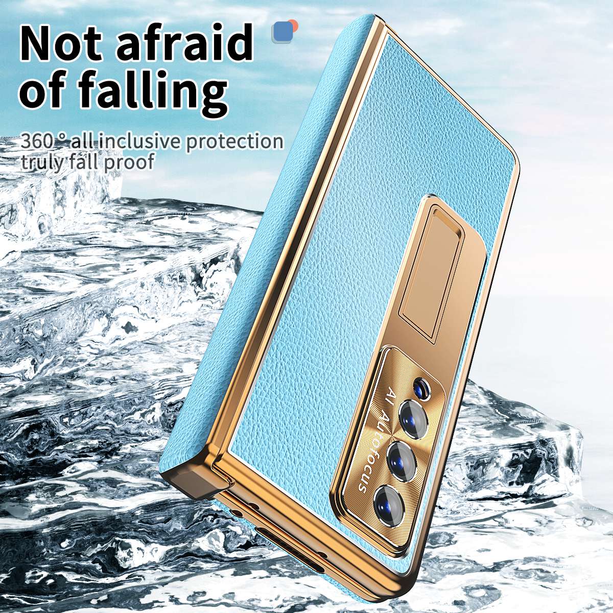 For Samsung Galaxy Z Fold3 5G Litchi Texture Phone Case Double Hinge Leather Coated PC Cover with Tempered Glass Film and Stylus Pen