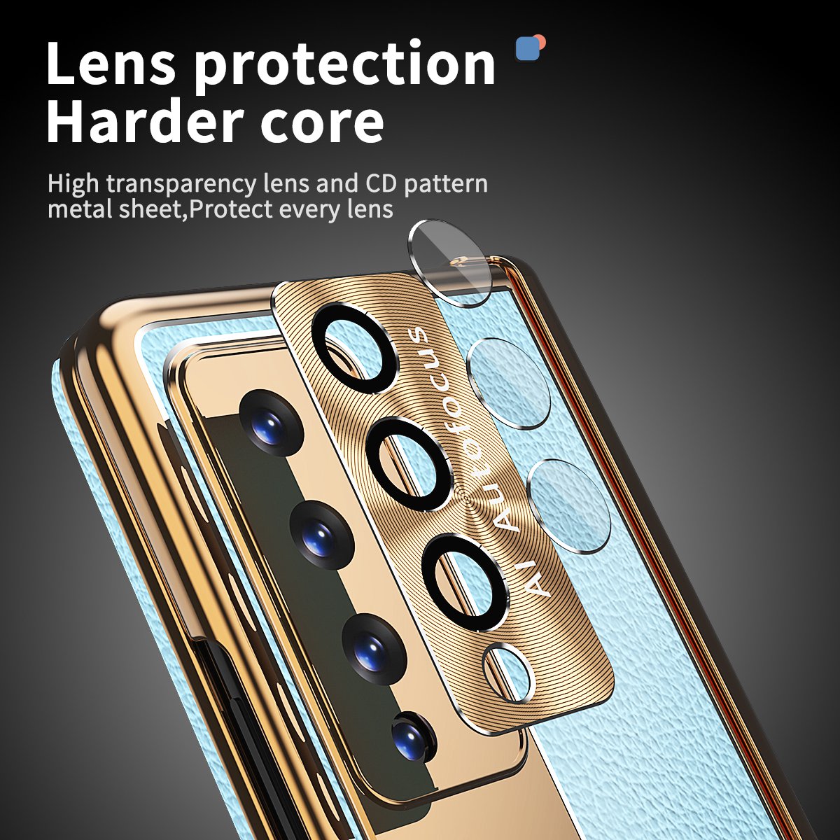 For Samsung Galaxy Z Fold3 5G Litchi Texture Phone Case Double Hinge Leather Coated PC Cover with Tempered Glass Film and Stylus Pen