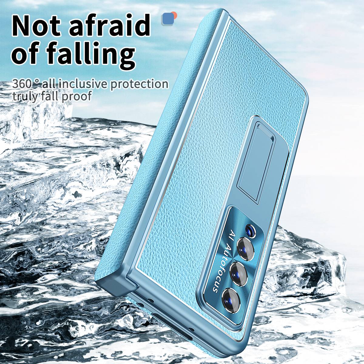 For Samsung Galaxy Z Fold3 5G Litchi Texture Phone Case Double Hinge Leather Coated PC Cover with Tempered Glass Film and Stylus Pen