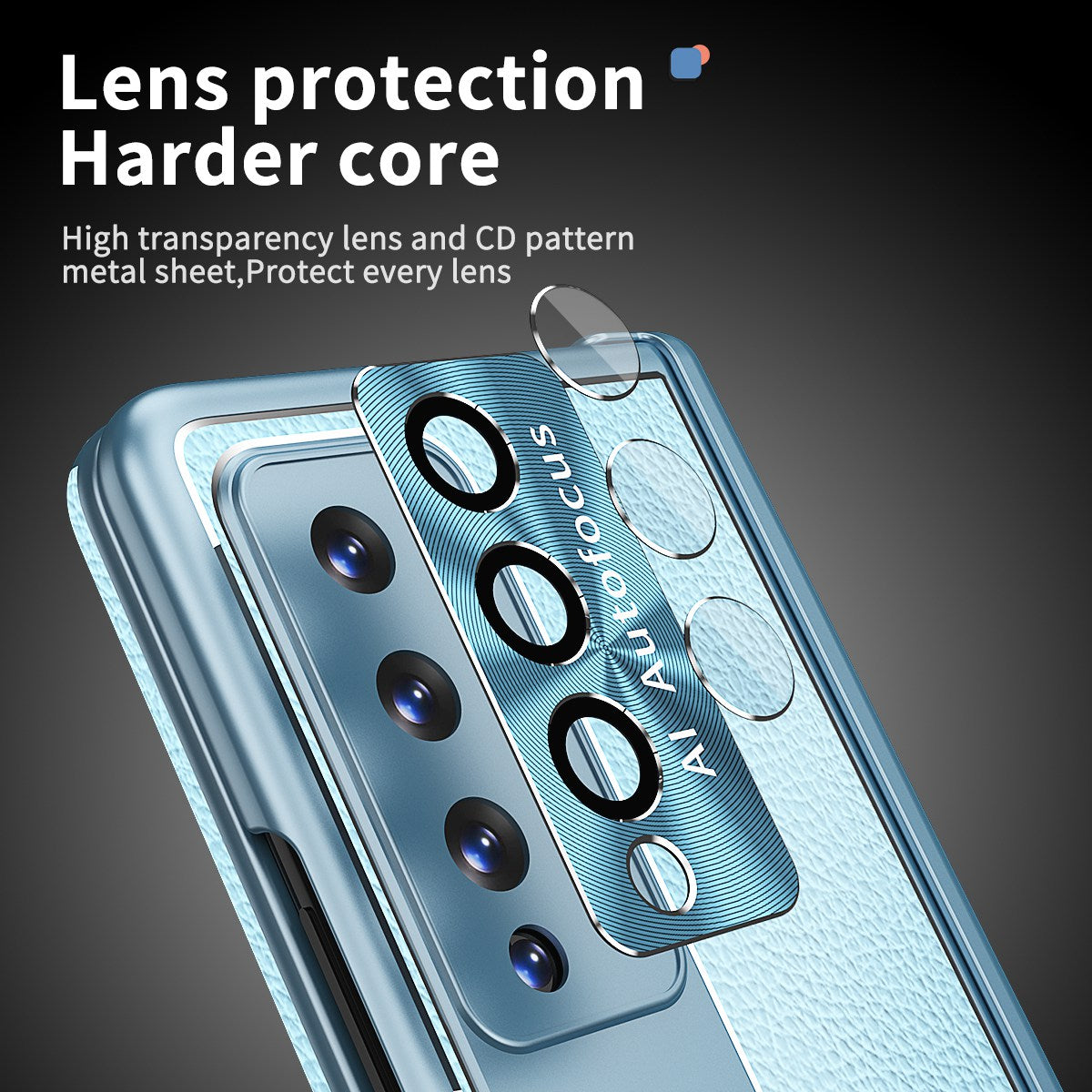 For Samsung Galaxy Z Fold3 5G Litchi Texture Phone Case Double Hinge Leather Coated PC Cover with Tempered Glass Film and Stylus Pen