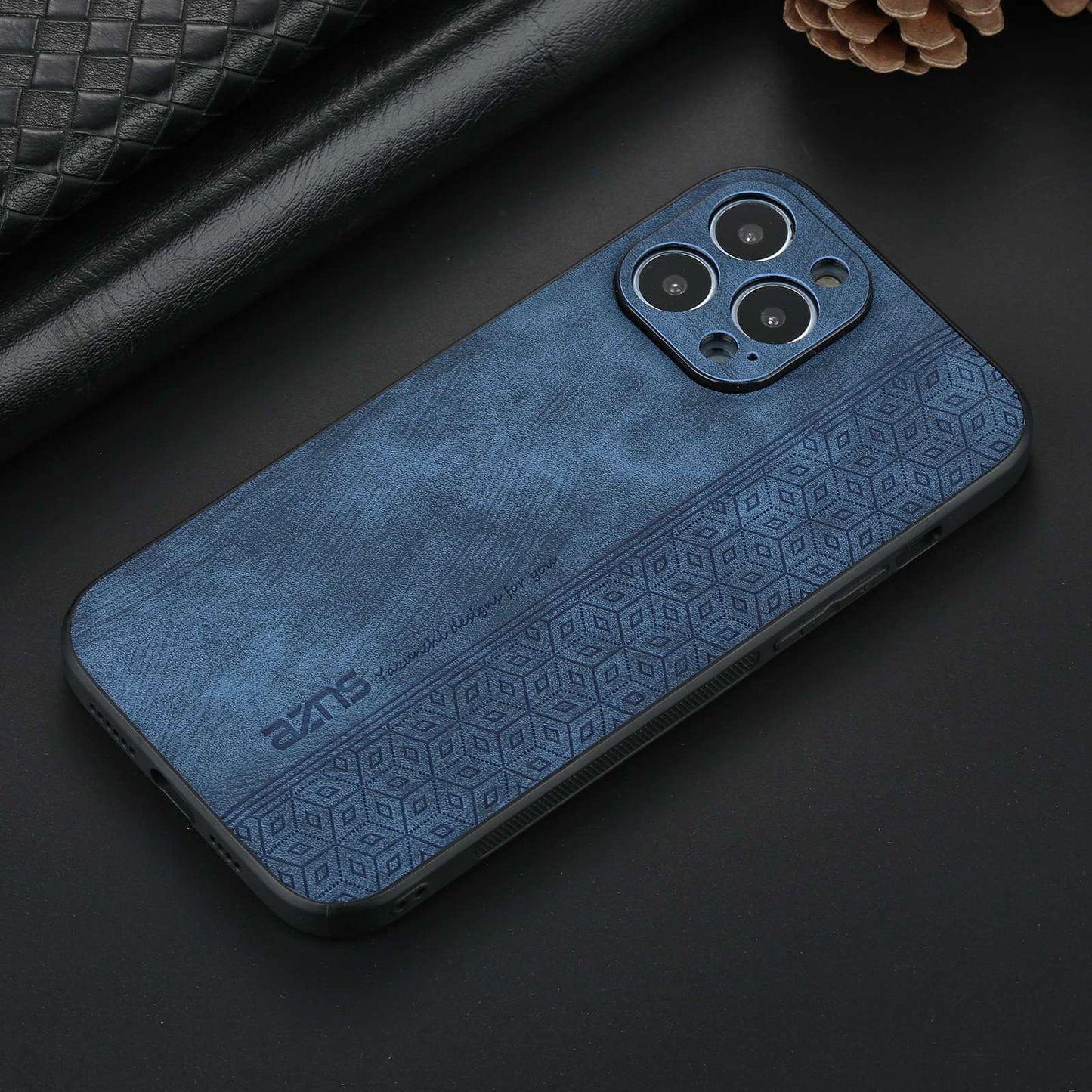AZNS For iPhone 13 Pro Phone Case PU Leather Coated TPU Drop-proof Mobile Phone Cover