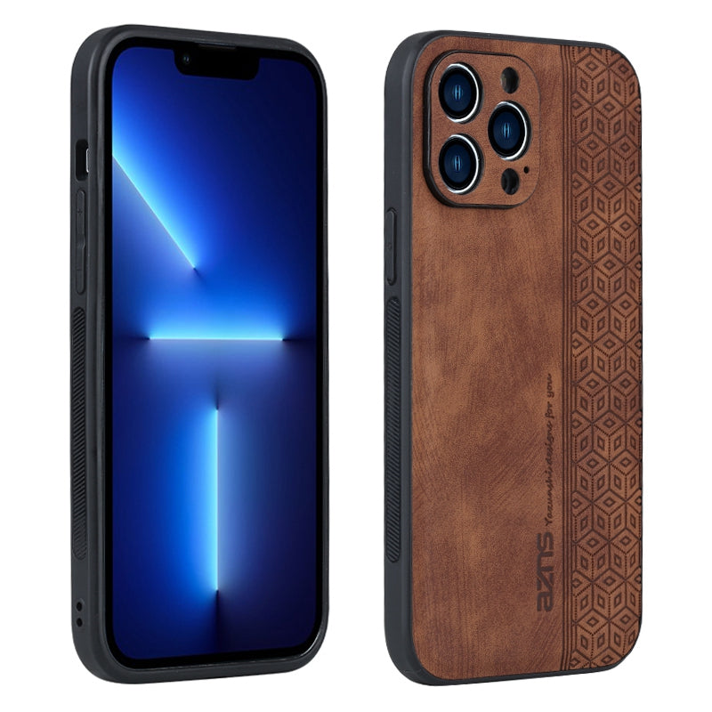 AZNS For iPhone 13 Pro Phone Case PU Leather Coated TPU Drop-proof Mobile Phone Cover