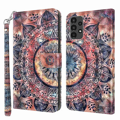 For Samsung Galaxy A13 4G / 5G / A04s 4G (164.7 x 76.7 x 9.1 mm) PU Leather Flip Case 3D Creative Pattern Printing Design Stand Wallet Magnetic Cover with Strap