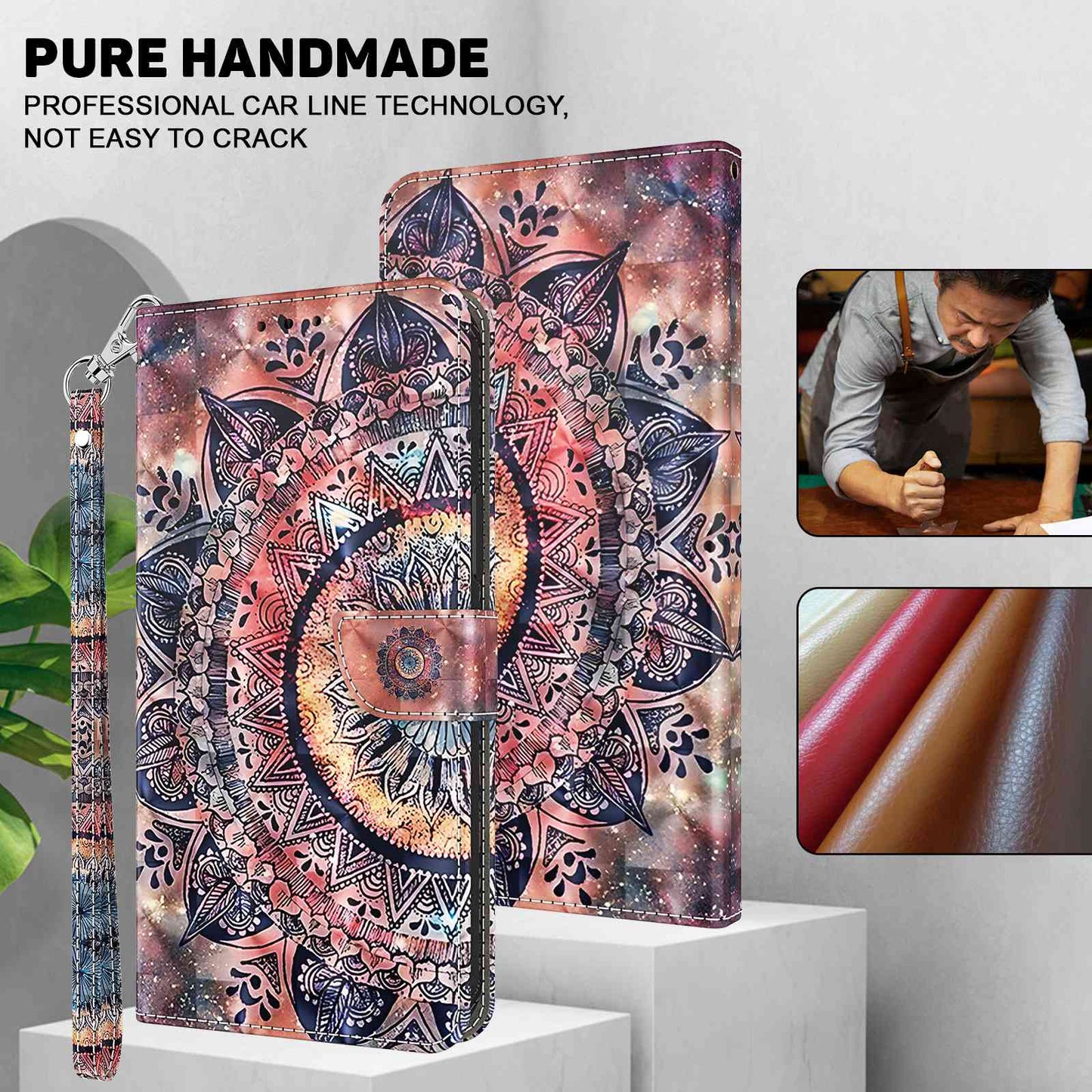 For Samsung Galaxy A13 4G / 5G / A04s 4G (164.7 x 76.7 x 9.1 mm) PU Leather Flip Case 3D Creative Pattern Printing Design Stand Wallet Magnetic Cover with Strap