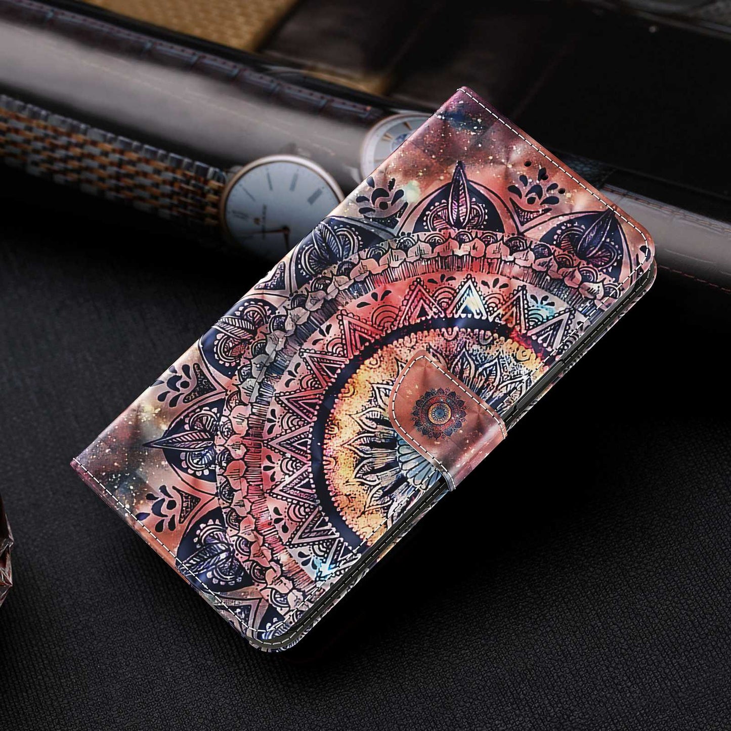 For Samsung Galaxy A13 4G / 5G / A04s 4G (164.7 x 76.7 x 9.1 mm) PU Leather Flip Case 3D Creative Pattern Printing Design Stand Wallet Magnetic Cover with Strap