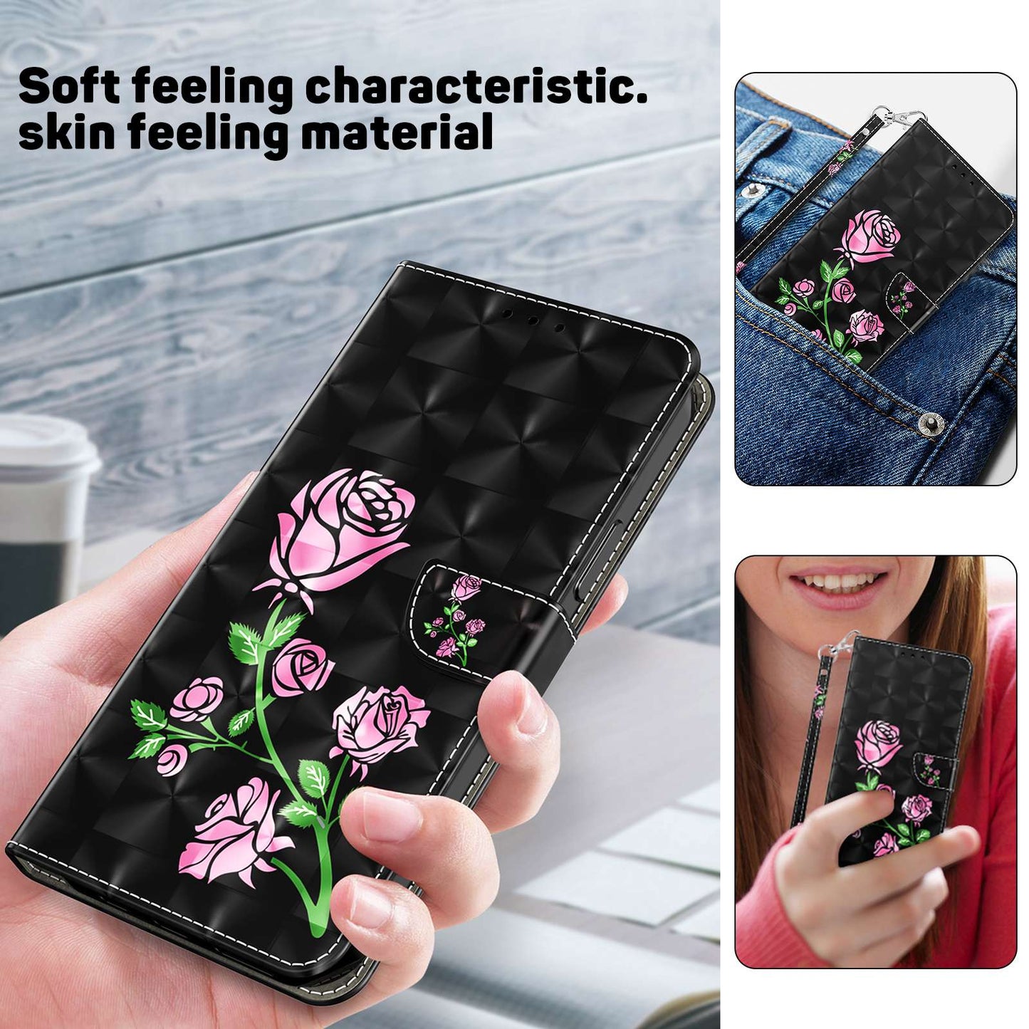 For Samsung Galaxy A13 4G / 5G / A04s 4G (164.7 x 76.7 x 9.1 mm) PU Leather Flip Case 3D Creative Pattern Printing Design Stand Wallet Magnetic Cover with Strap
