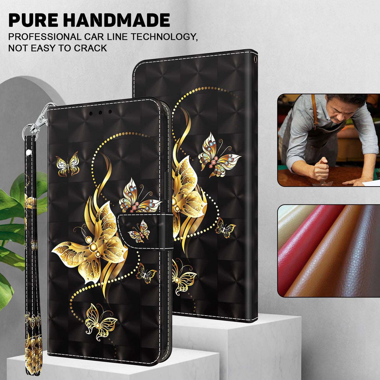 For Samsung Galaxy A13 4G / 5G / A04s 4G (164.7 x 76.7 x 9.1 mm) PU Leather Flip Case 3D Creative Pattern Printing Design Stand Wallet Magnetic Cover with Strap