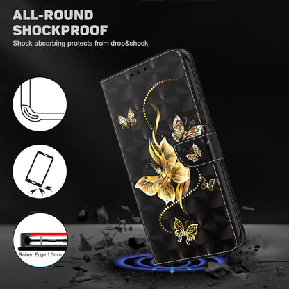 For Samsung Galaxy A13 4G / 5G / A04s 4G (164.7 x 76.7 x 9.1 mm) PU Leather Flip Case 3D Creative Pattern Printing Design Stand Wallet Magnetic Cover with Strap