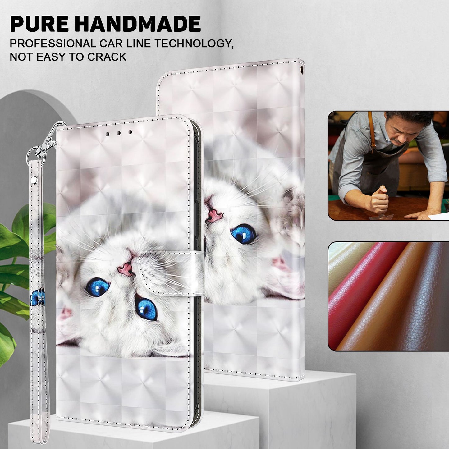 For Samsung Galaxy A13 4G / 5G / A04s 4G (164.7 x 76.7 x 9.1 mm) PU Leather Flip Case 3D Creative Pattern Printing Design Stand Wallet Magnetic Cover with Strap