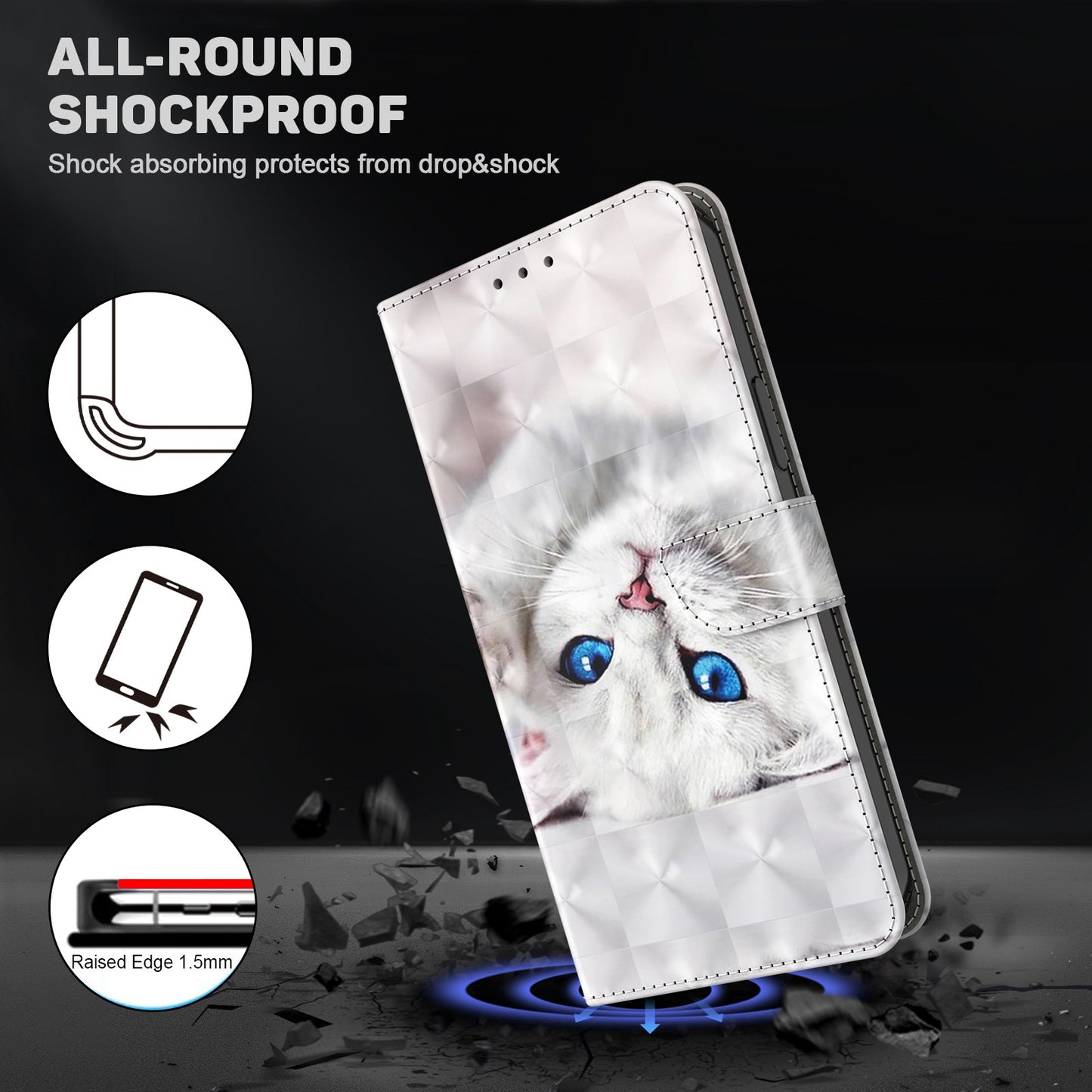 For Samsung Galaxy A13 4G / 5G / A04s 4G (164.7 x 76.7 x 9.1 mm) PU Leather Flip Case 3D Creative Pattern Printing Design Stand Wallet Magnetic Cover with Strap
