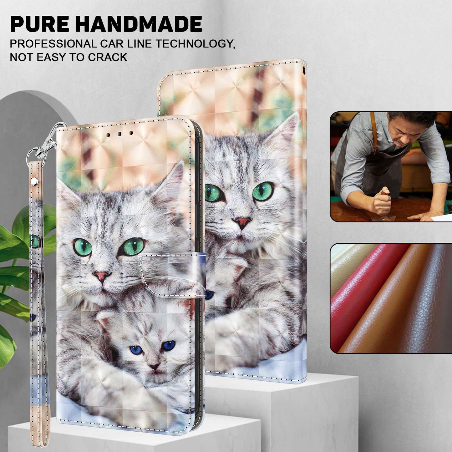 For Samsung Galaxy A13 4G / 5G / A04s 4G (164.7 x 76.7 x 9.1 mm) PU Leather Flip Case 3D Creative Pattern Printing Design Stand Wallet Magnetic Cover with Strap