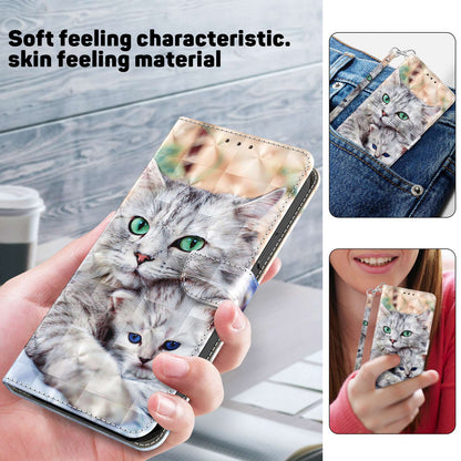 For Samsung Galaxy A13 4G / 5G / A04s 4G (164.7 x 76.7 x 9.1 mm) PU Leather Flip Case 3D Creative Pattern Printing Design Stand Wallet Magnetic Cover with Strap