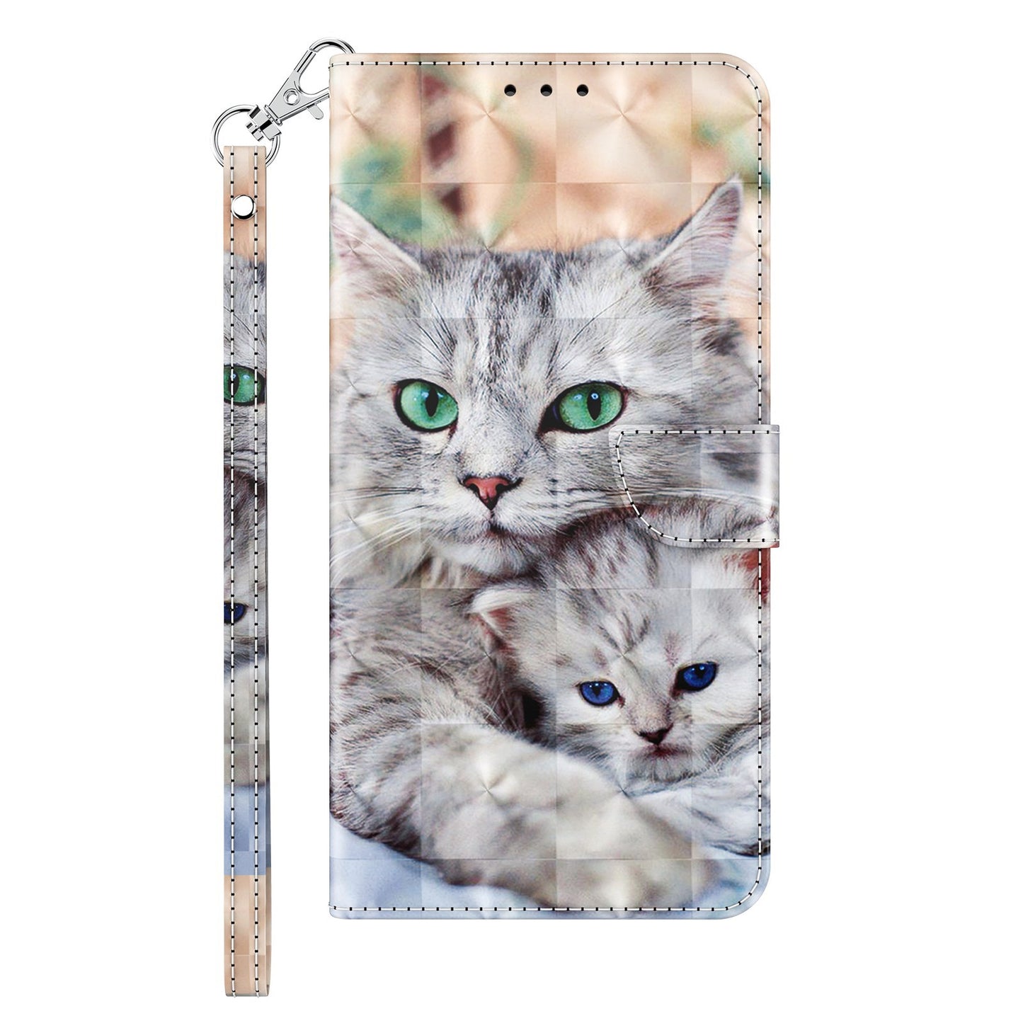 For Samsung Galaxy A13 4G / 5G / A04s 4G (164.7 x 76.7 x 9.1 mm) PU Leather Flip Case 3D Creative Pattern Printing Design Stand Wallet Magnetic Cover with Strap