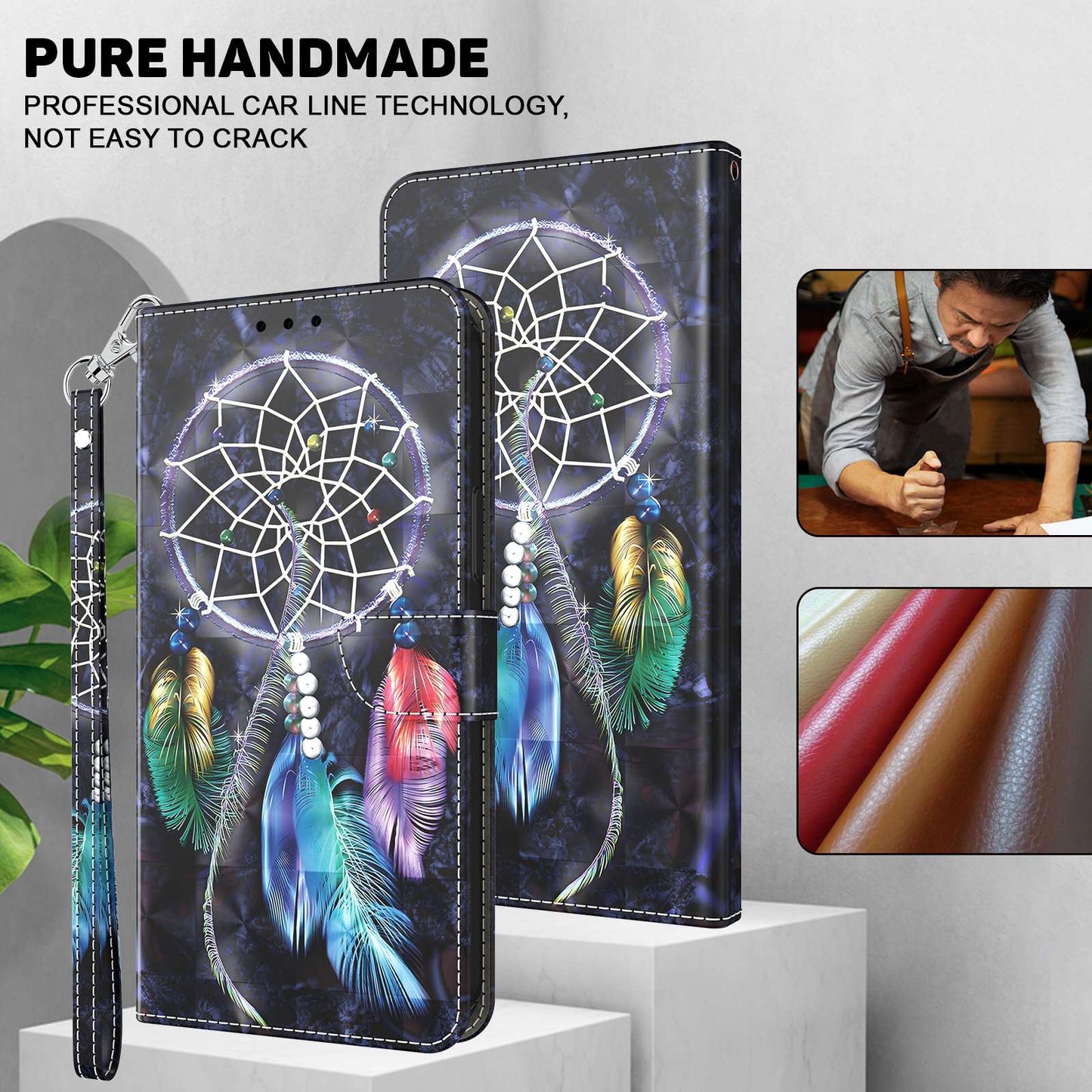 For Samsung Galaxy A13 4G / 5G / A04s 4G (164.7 x 76.7 x 9.1 mm) PU Leather Flip Case 3D Creative Pattern Printing Design Stand Wallet Magnetic Cover with Strap