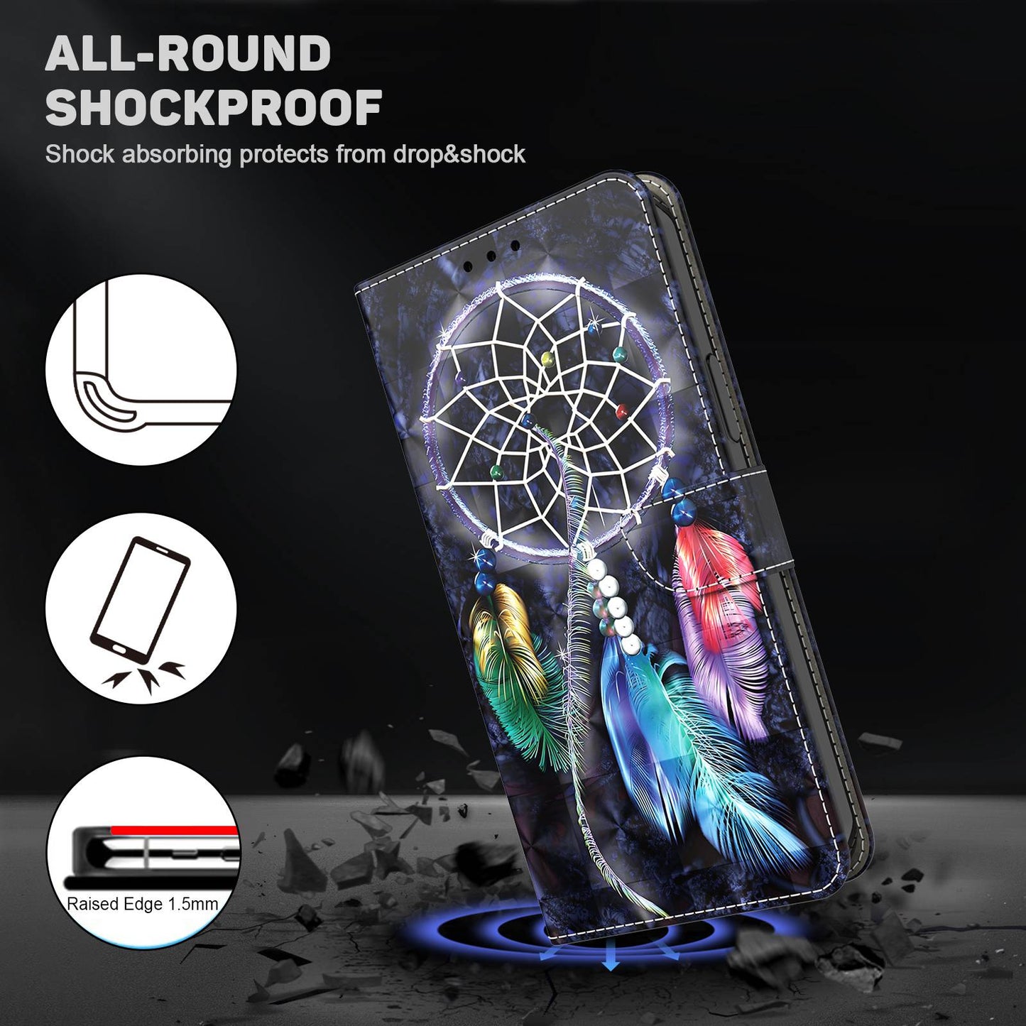 For Samsung Galaxy A13 4G / 5G / A04s 4G (164.7 x 76.7 x 9.1 mm) PU Leather Flip Case 3D Creative Pattern Printing Design Stand Wallet Magnetic Cover with Strap