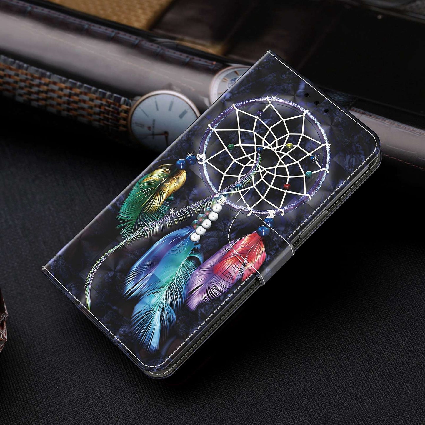 For Samsung Galaxy A13 4G / 5G / A04s 4G (164.7 x 76.7 x 9.1 mm) PU Leather Flip Case 3D Creative Pattern Printing Design Stand Wallet Magnetic Cover with Strap
