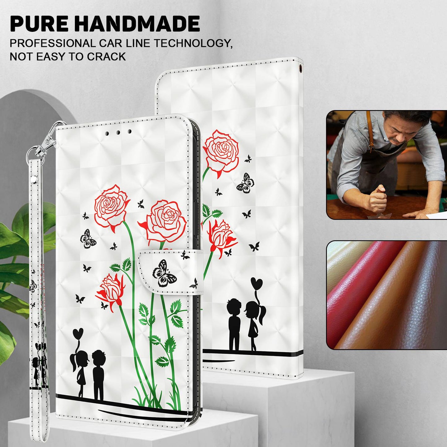 For Samsung Galaxy A13 4G / 5G / A04s 4G (164.7 x 76.7 x 9.1 mm) PU Leather Flip Case 3D Creative Pattern Printing Design Stand Wallet Magnetic Cover with Strap